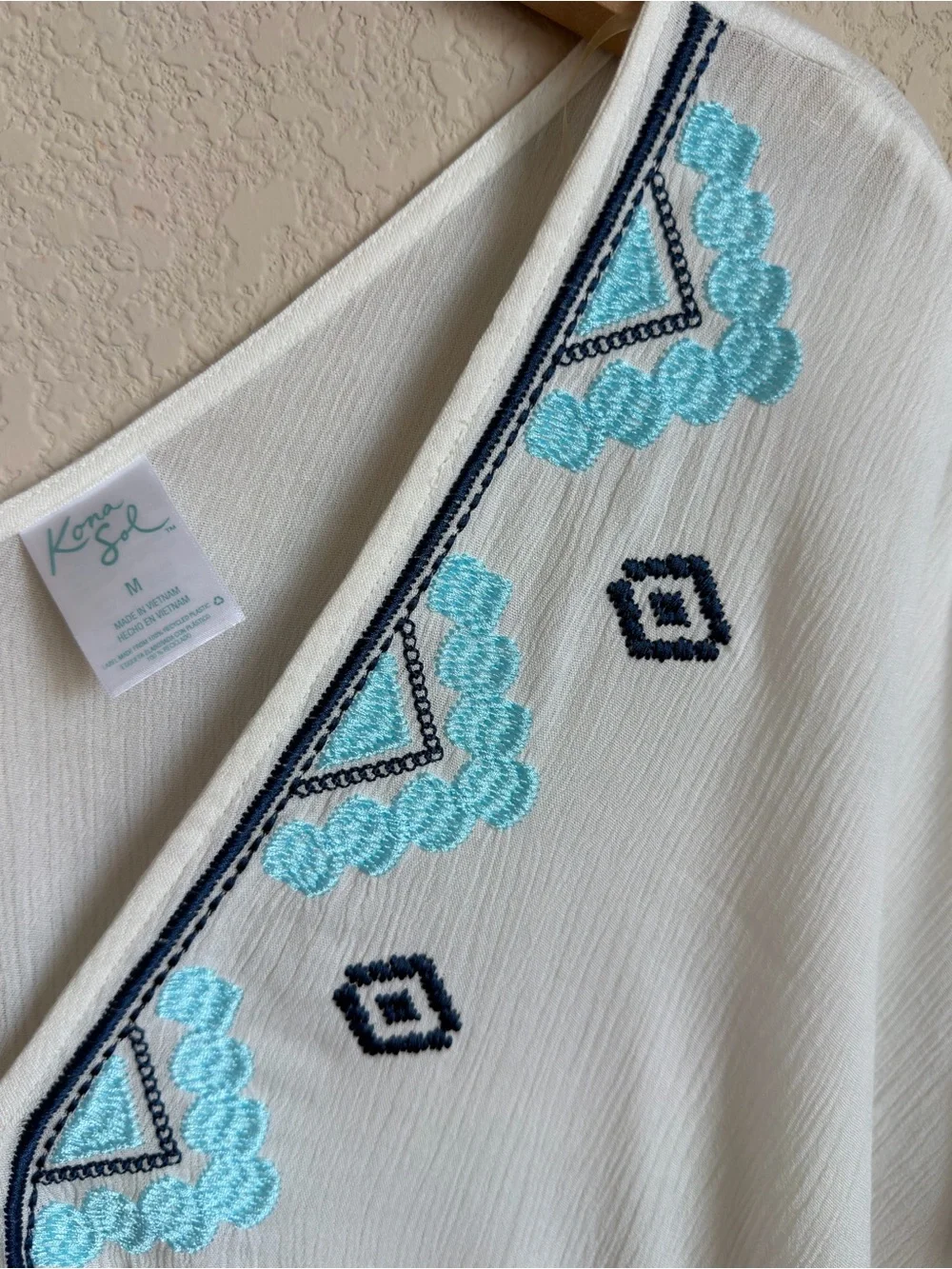 Kona Sol White Embroidered Tassel Swim Cover Up Dress Size M Boho Resort Wear - Picture 15 of 15